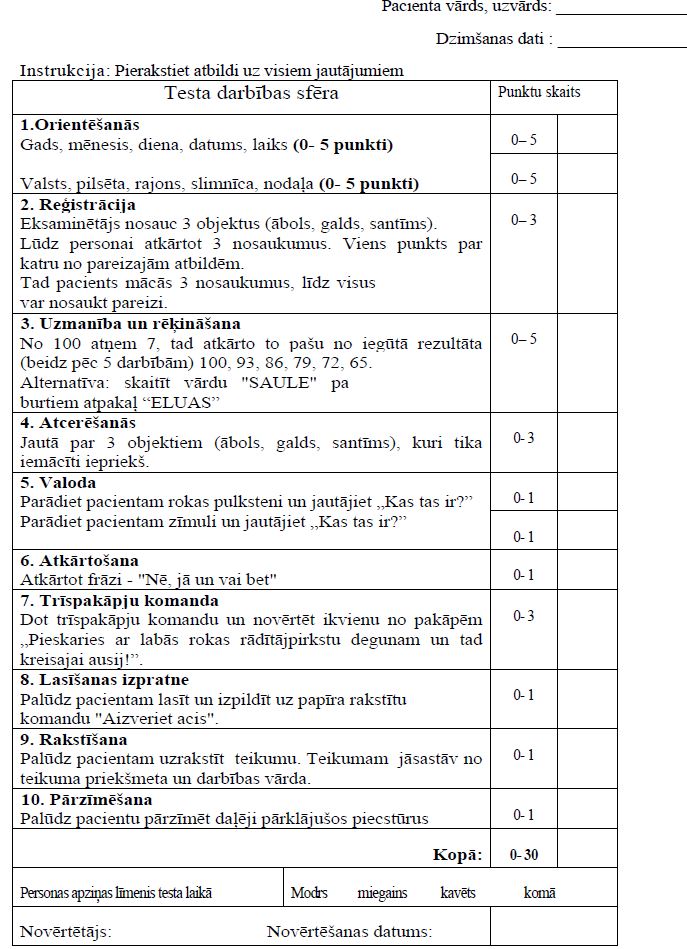 MINI mentālā skala