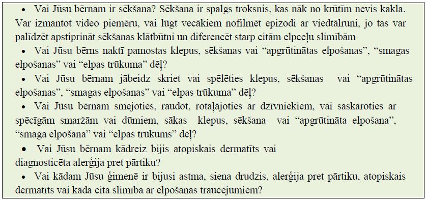 Tabulas 6 - 2 pielikums. Jautājumi, kuri var liecināt par BA