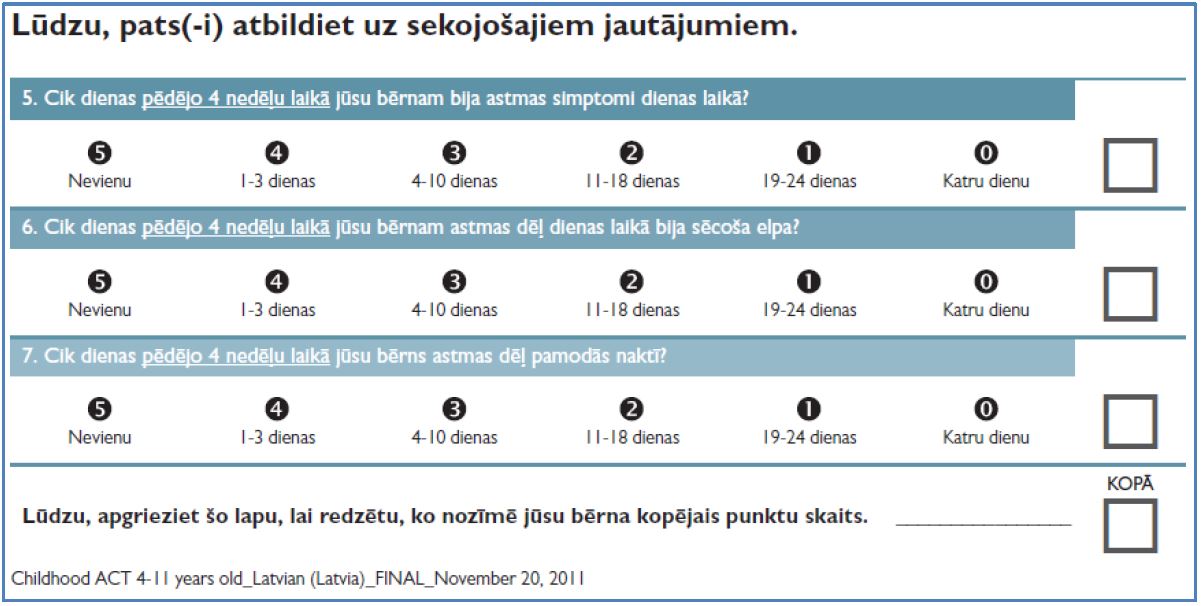 Bērnu astmas tests - atbildi pats